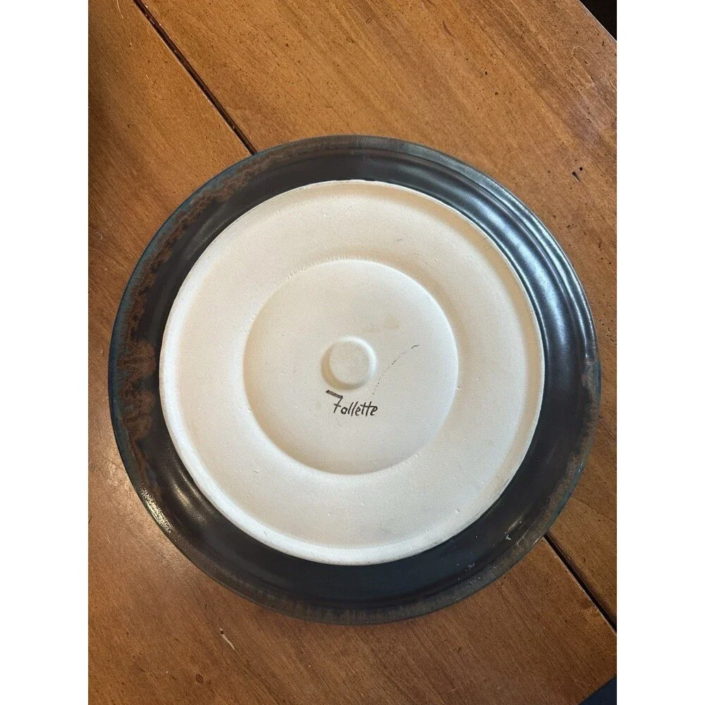 VTG Studio Art Floral Pottery Hand Turned Porcelain Condiment Serving Dish 11”